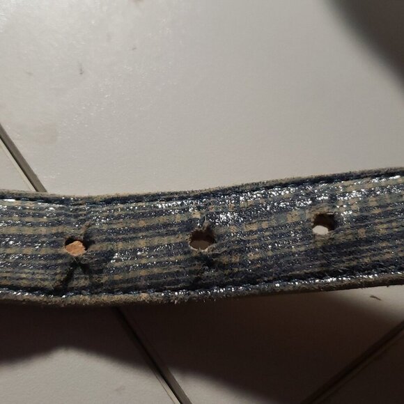 Escada Metallic Blue Suede Leather Belt - Picture 5 of 11